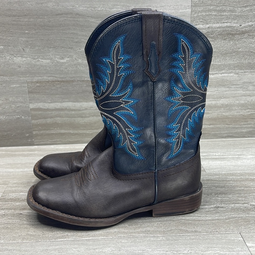 Roper Billy Square Toe Cowboy Boots Kids Size 1 - Picture 3 of 10